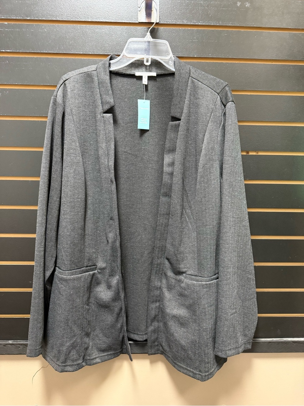 Maurices NWT Gray Herringbone Open Front Blazer Jacket Plus Size 3X